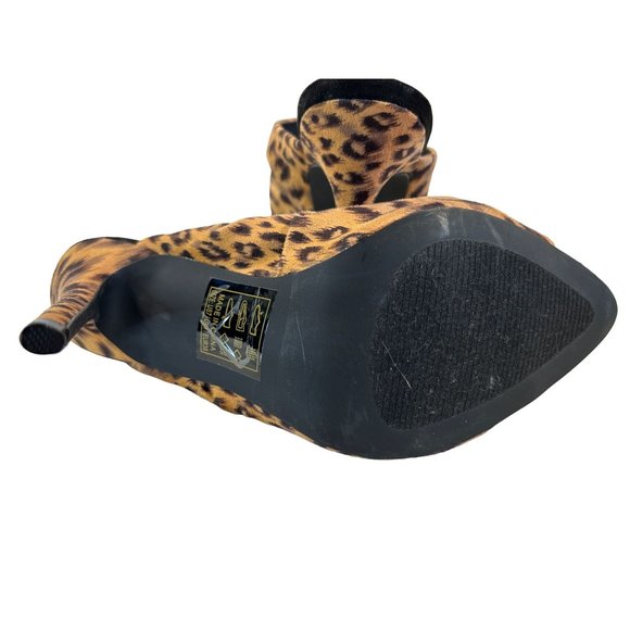 Quipid Shoes Womens Size 7 Leopard Peep Toe Heel Slip On - Picture 7 of 10